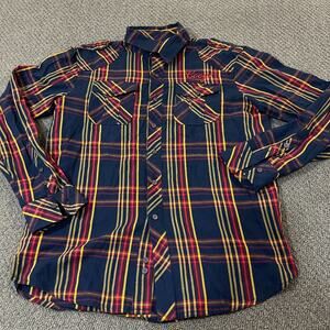 Coogi Austrailia Shirt Mens Large L Plaid Short Sleeve Button Up Y2K Logo